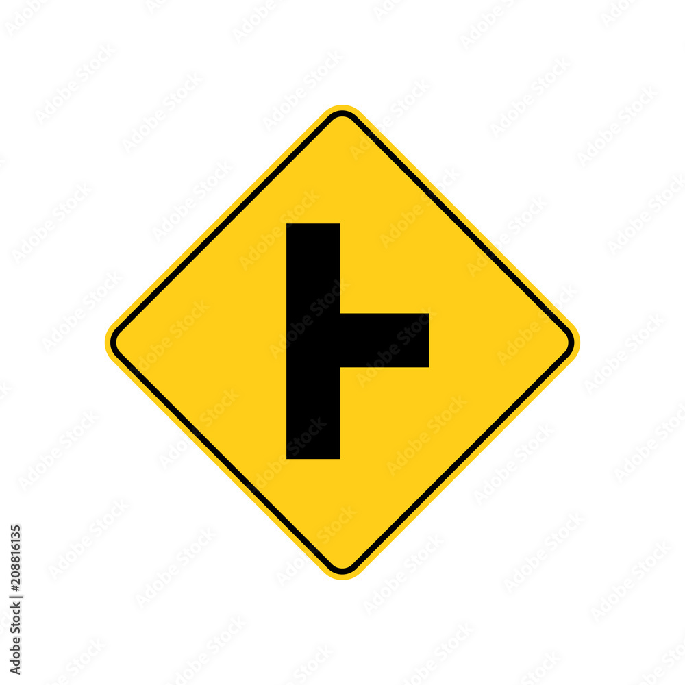 USA traffic road signs. side road intersection ahead. vector illustration USA traffic road signs. side road intersection ahead. vector illustration