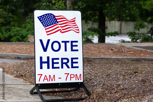 Quadro su tela Sign for polling location to vote for elected government officials