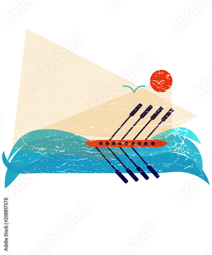 Rowing race or regatta illustration. Nice as a template material for regatta, boat race, crew or any other rowing event.