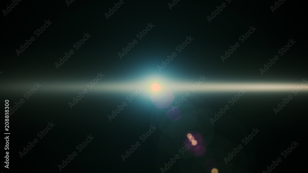 Fototapeta premium Real Lens Flare Shot in Studio over Black Background. Easy to add as Overlay or Screen Filter Photos