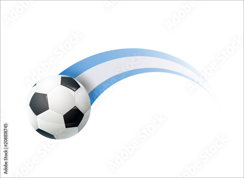 Fototapeta Naklejka Na Ścianę i Meble -  Football with Argentina national flag colorful trail. Vector illustration design for soccer football championships, tournaments, games. Element for invitations, flyers, posters,