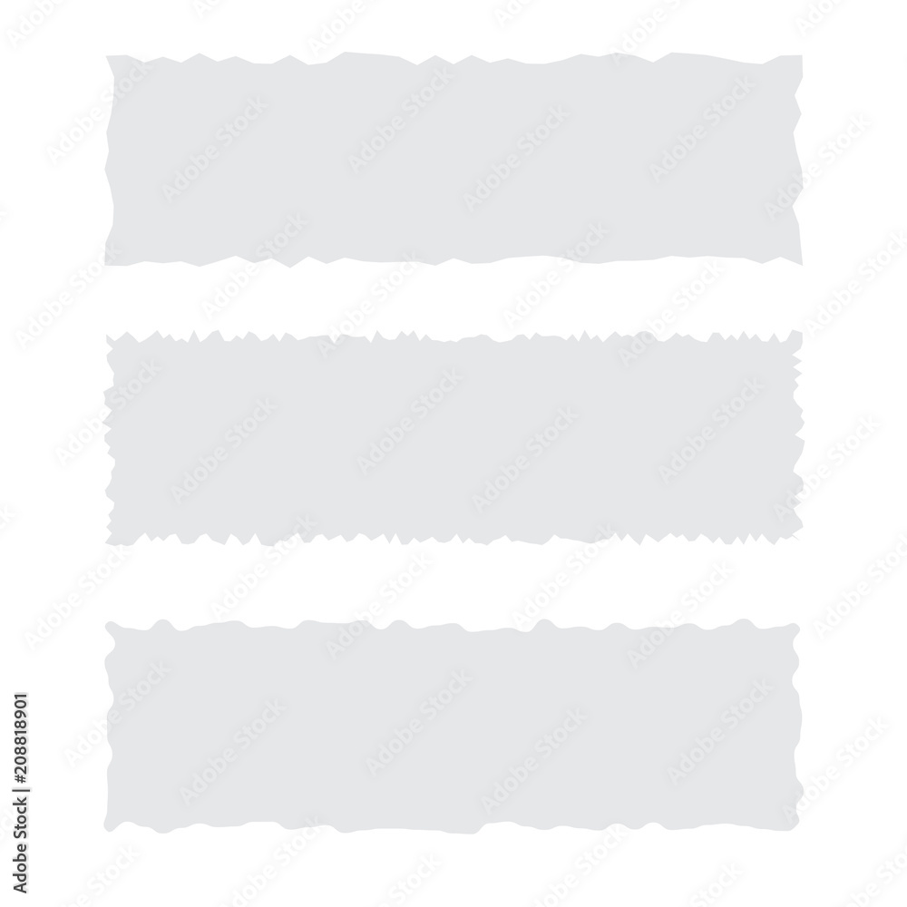 Set of torn papers on white background. Vector. Set of torn papers on white background. Vector.
