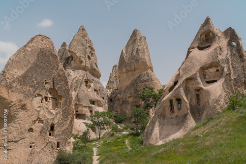 Ancient Uchisar caves in Cappadocia province, Turkey