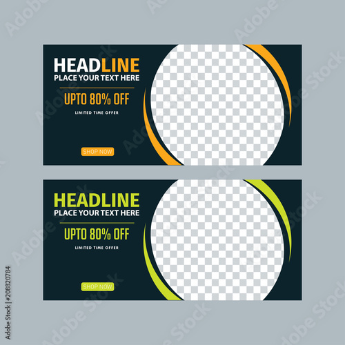Creative banner design. Facebook cover. Orange and green brochure. Sale card. Gift card. Gift voucher