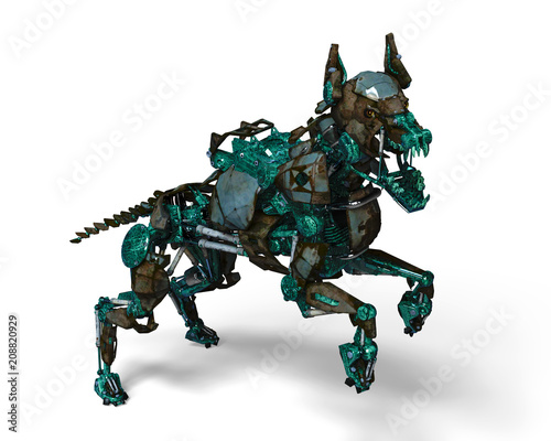 green guard dog robot is a security system © DM7