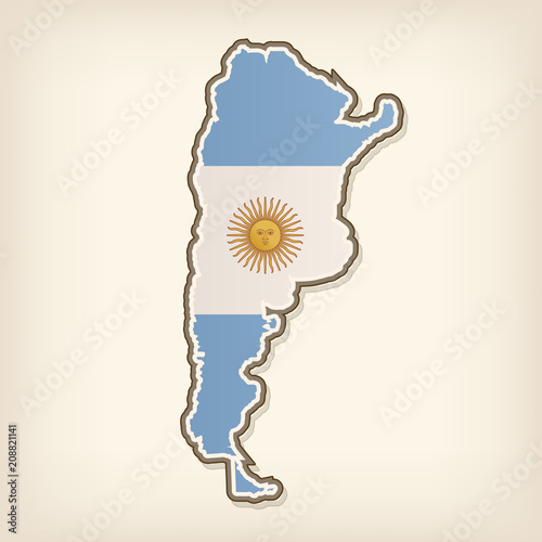 Argentina retro flag map