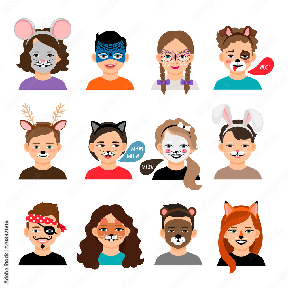 Face painting kids Stock Vector | Adobe Stock