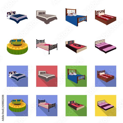 Different beds cartoon,flat icons in set collection for design. Furniture for sleeping vector isometric symbol stock web illustration.
