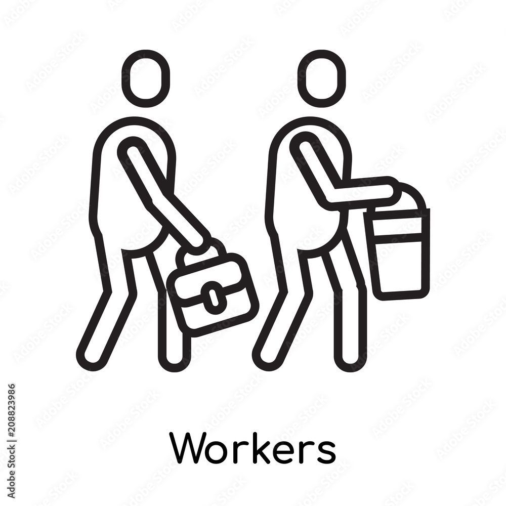 Workers icon vector sign and symbol isolated on white background, Workers logo concept, outline symbol, linear sign