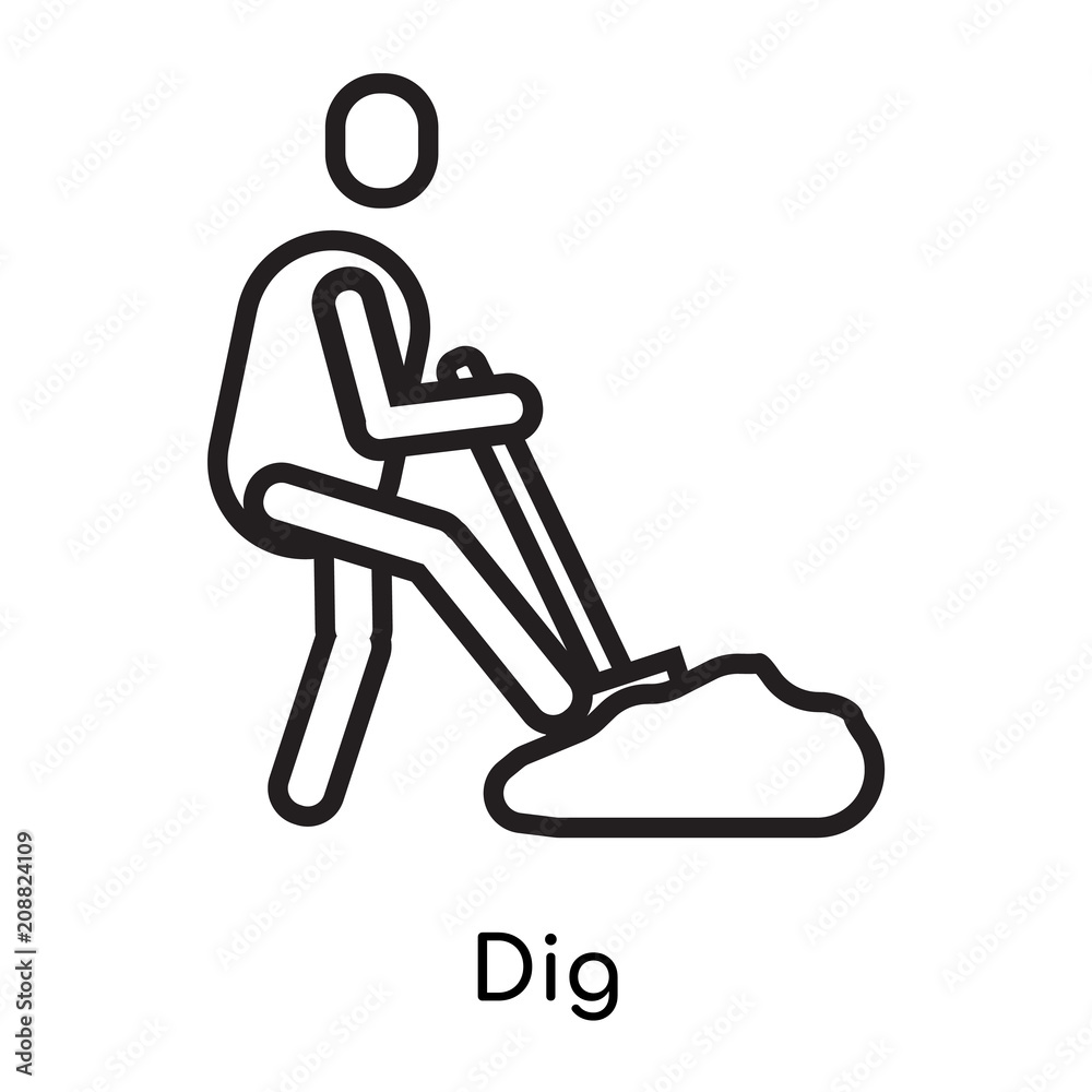 Dig icon vector sign and symbol isolated on white background, Dig logo ...