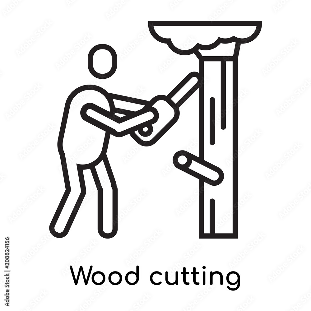 Wood cutting icon vector sign and symbol isolated on white background