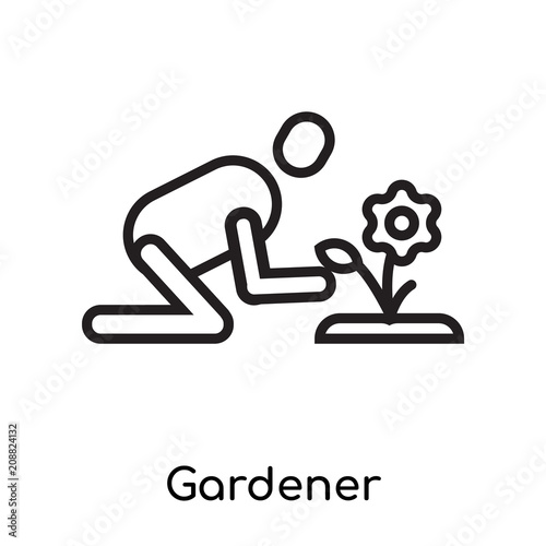 Gardener icon vector sign and symbol isolated on white background  Gardener logo concept  outline symbol  linear sign