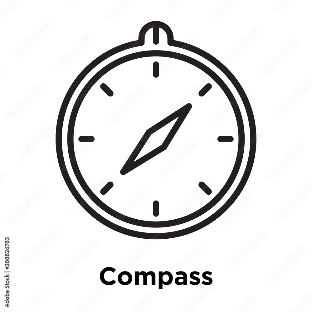 Compass icon vector sign and symbol isolated on white background ...