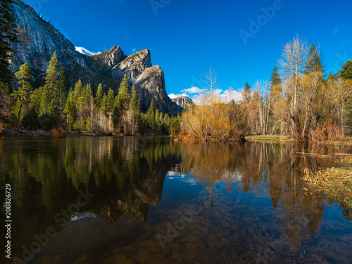 Three Brothers Reflection in Merced River © Alexander Davidovich