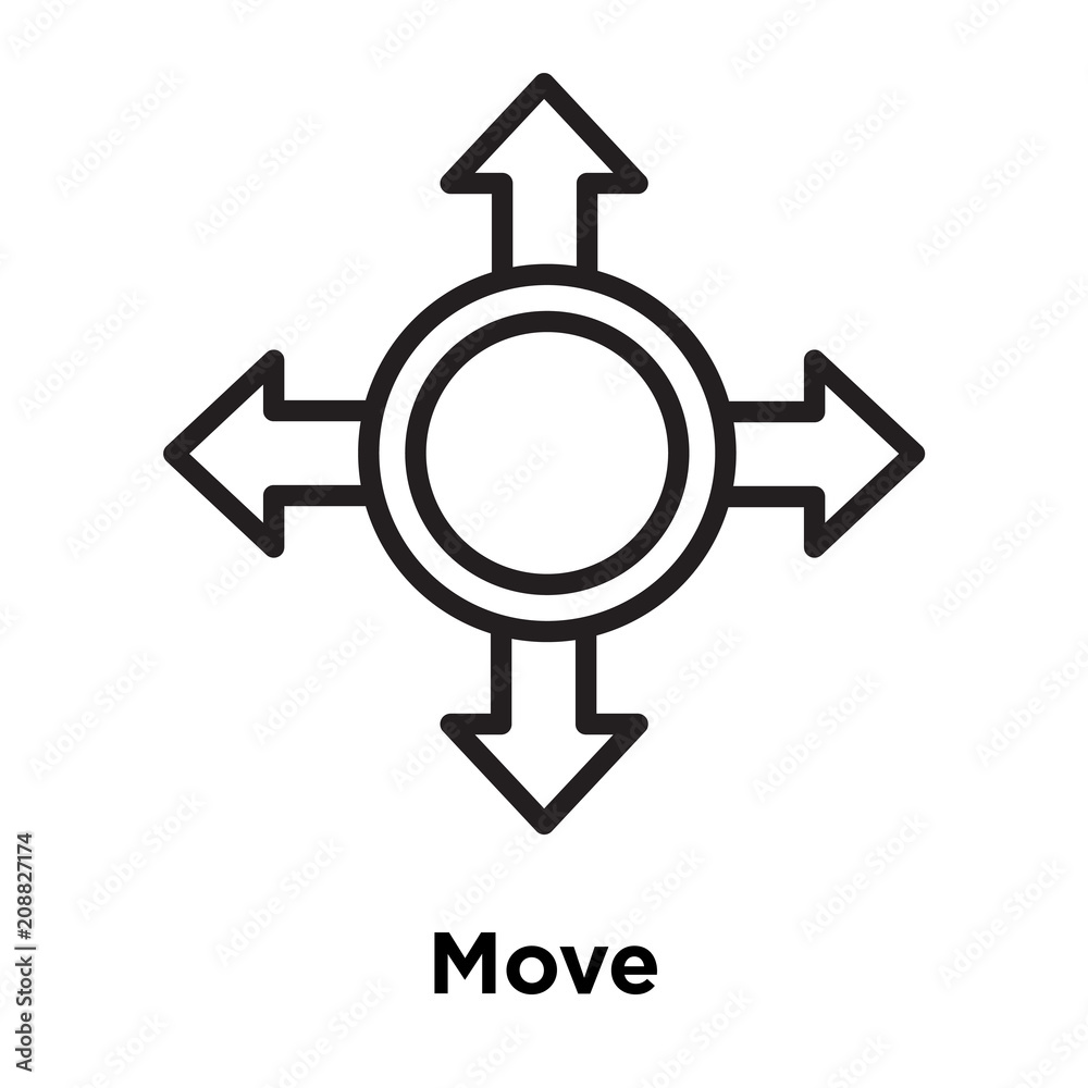 Move icon vector sign and symbol isolated on white background, Move logo concept, outline symbol, linear sign Move icon vector sign and symbol isolated on white background, Move logo concept, outline symbol, linear sign