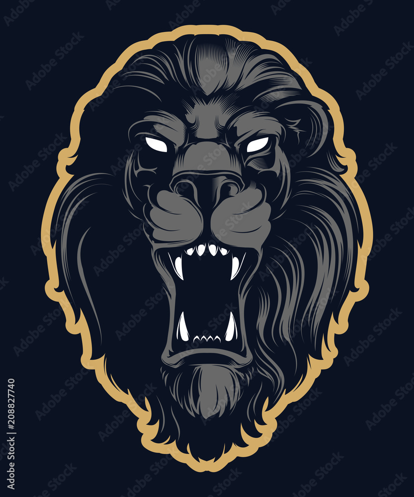 Obraz premium Ryczący maskotka głowa lwa, wersja kolorowa. Świetne na logo sportowe i maskotki drużyny.