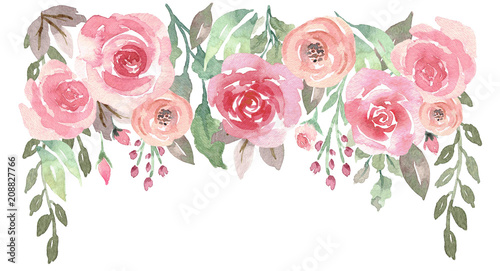 Loose Watercolor Floral Drop with Roses © aves