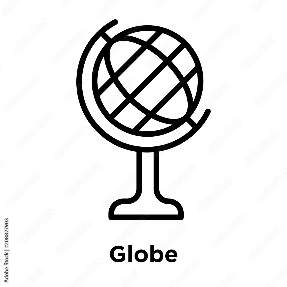 Globe icon vector sign and symbol isolated on white background, Globe logo concept, outline symbol, linear sign Globe icon vector sign and symbol isolated on white background, Globe logo concept, outline symbol, linear sign