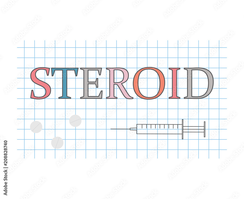 steroid word on checkered paper sheet- vector illustration