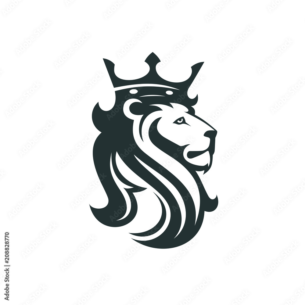 The head of a lion with a royal crown The head of a lion with a royal crown