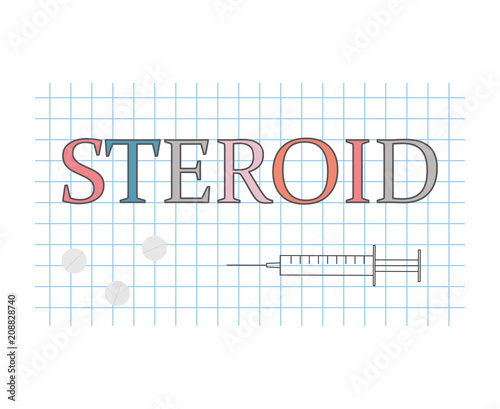 steroid word on checkered paper sheet- vector illustration