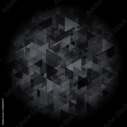 Black background with abstract gradient triangle texture