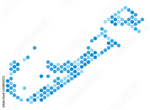 Blue round spot Bermuda Island map. Vector geographic map in cold blue color tones on a white background. Vector concept of Bermuda Island map composed of round item array.