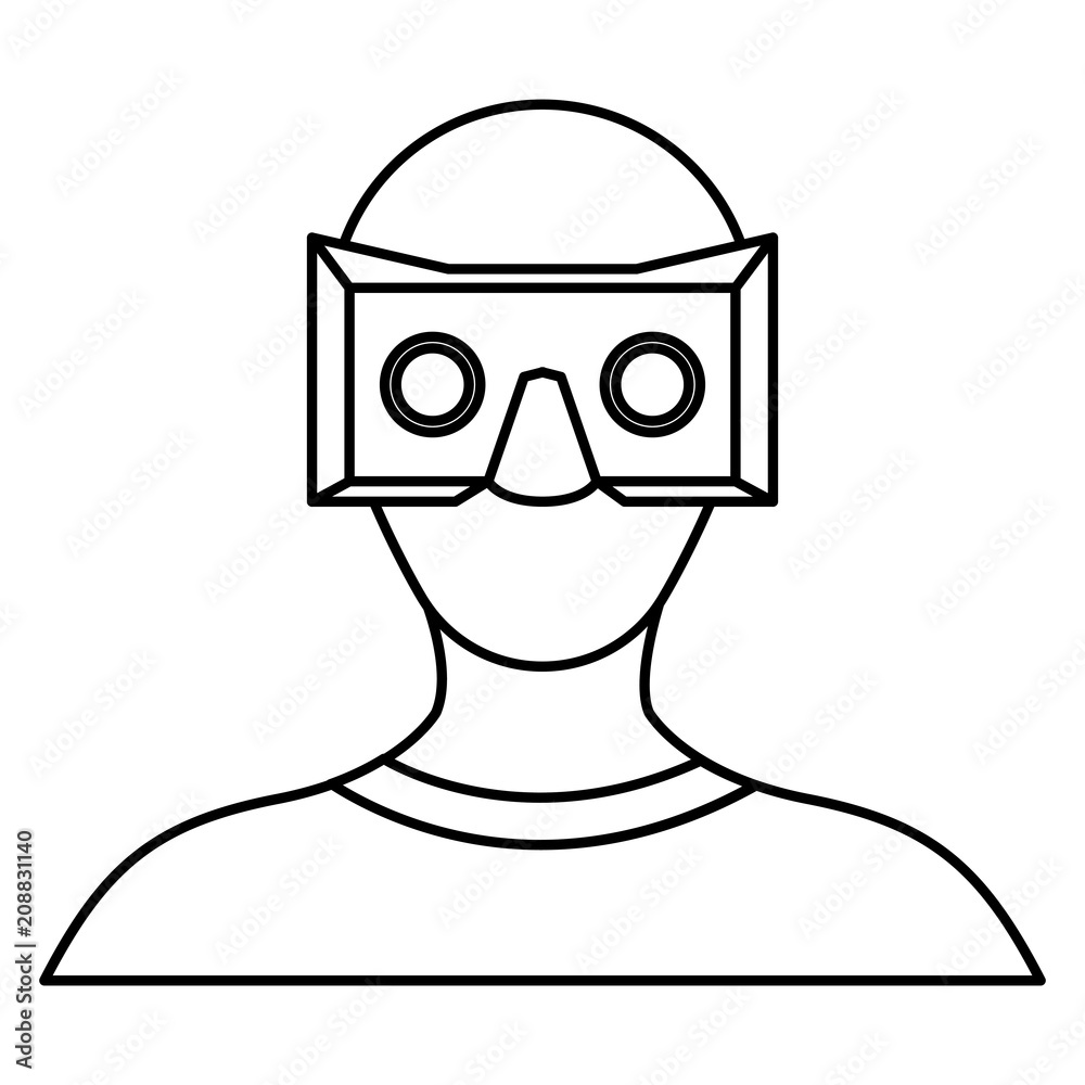 Fototapeta premium user with reality virtual mask technology vector illustration design