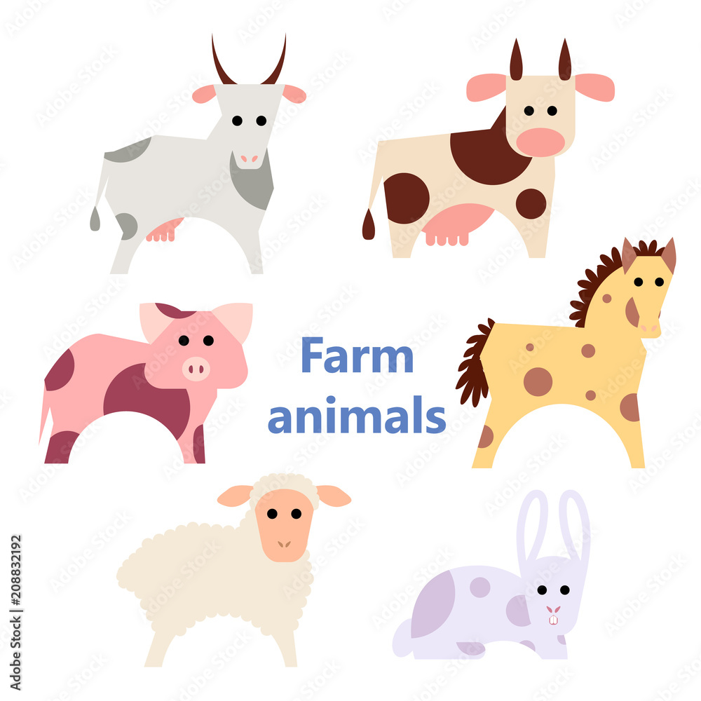 Set of farm animals white Set of farm animals white