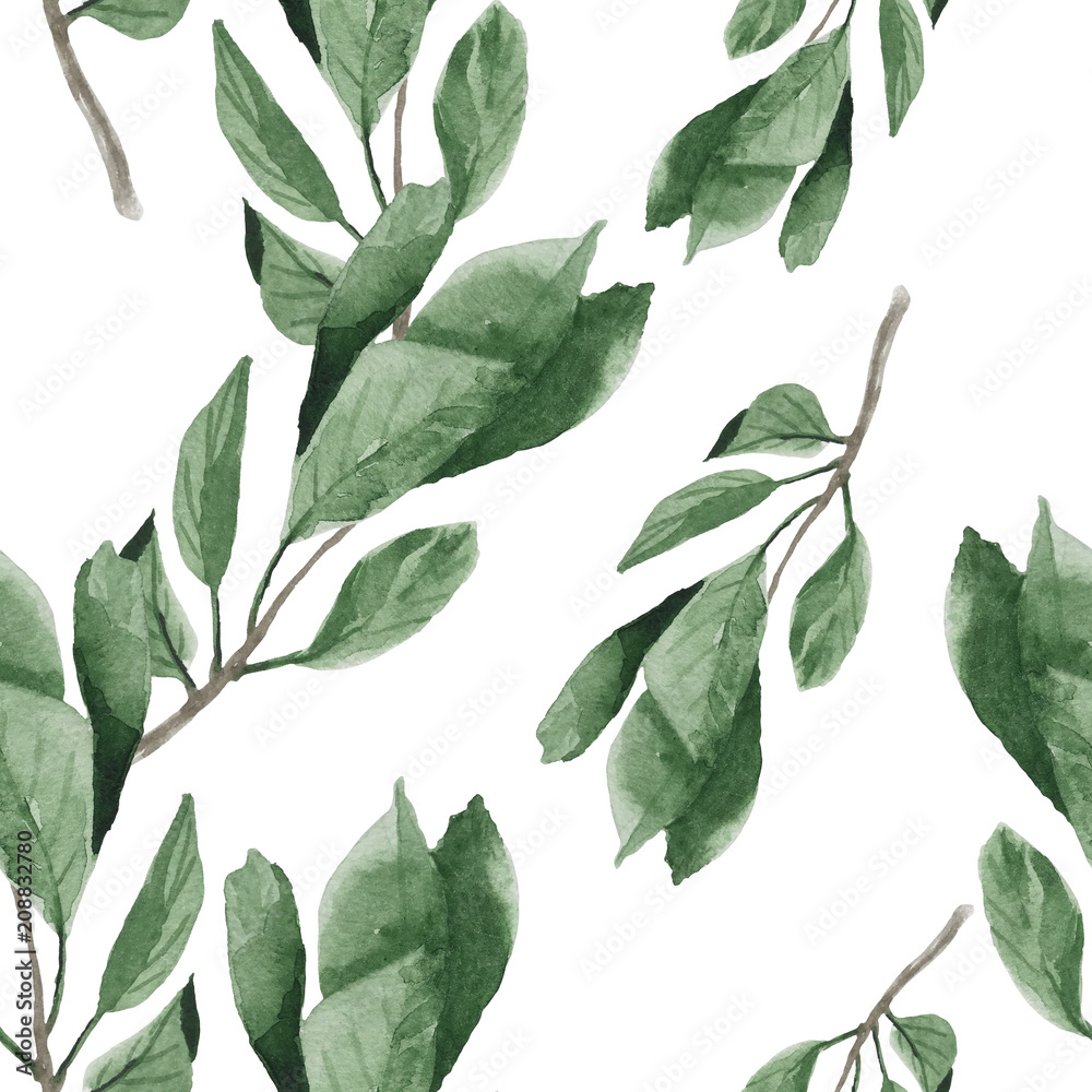 cherry green leaves watercolor seamless pattern cherry green leaves watercolor seamless pattern