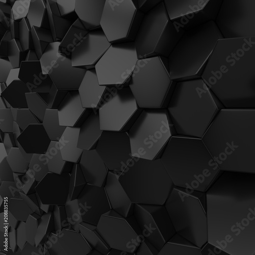 Black metallic abstract hexagon backdrop