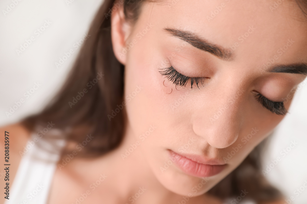 Young woman with eyelash loss problem, closeup Young woman with eyelash loss problem, closeup