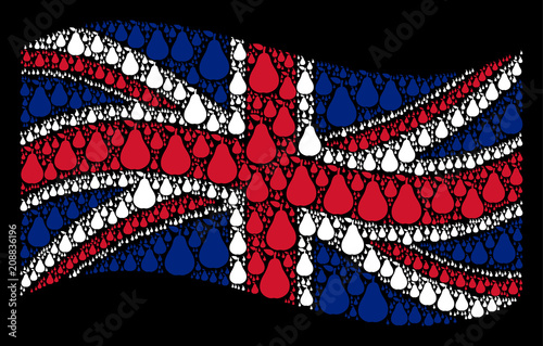 Foto Waving United Kingdom state flag on a black background