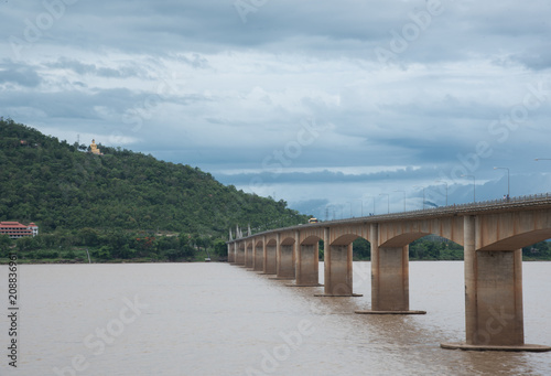 andscape bridge cross of khong river with sunlight at Pakse Champasak Laos © vphinit
