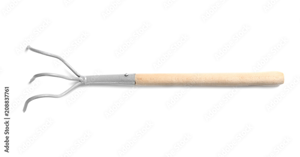 New rake on white background. Professional gardening tool New rake on white background. Professional gardening tool