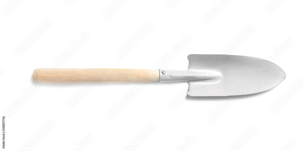 New trowel on white background. Professional gardening tool
