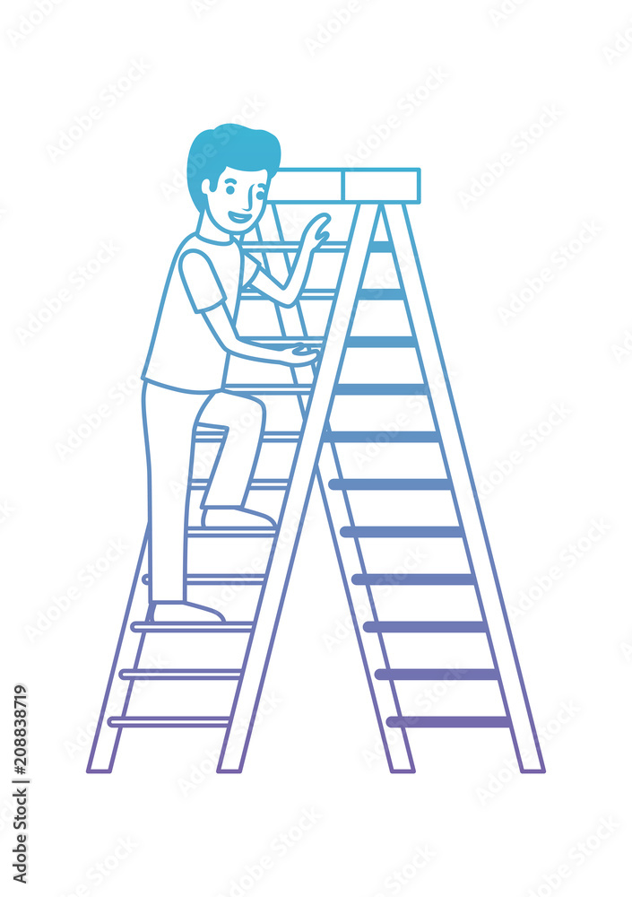 man climbing stepladder character vector illustration design man climbing stepladder character vector illustration design