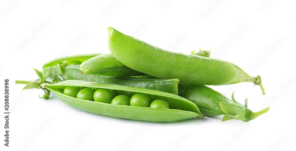 Delicious fresh green peas on white background Delicious fresh green peas on white background