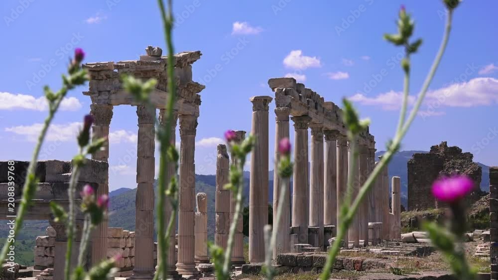 Pergamon. Beautiful colorful view of the ruins of the ancient city in spring, Bergama, Turkey Pergamon. Beautiful colorful view of the ruins of the ancient city in spring, Bergama, Turkey