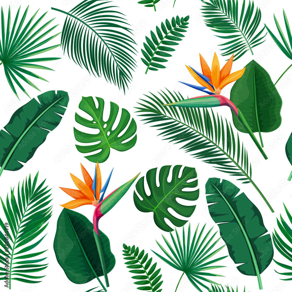 tropical leaves seamless pattern tropical leaves seamless pattern