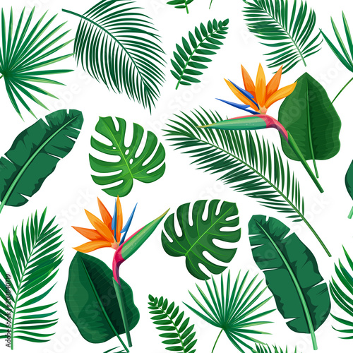 tropical leaves seamless pattern