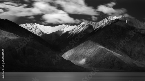 Black & White infrared Shot Of Snowy Himalayan  Mountains photo