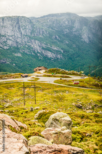 Kjerag parking area in Norway photo