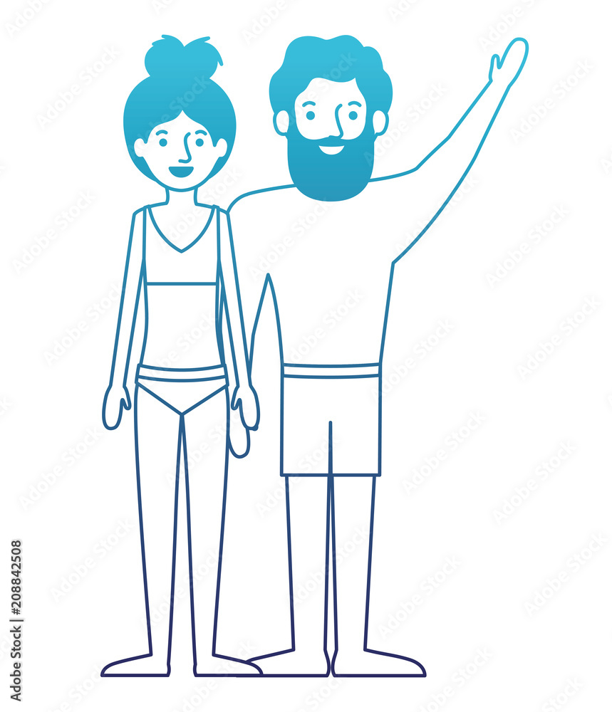 young couple with swimsuit avatars characters character vector illustration young couple with swimsuit avatars characters character vector illustration