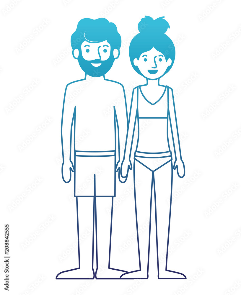 young couple with swimsuit avatars characters character vector illustration young couple with swimsuit avatars characters character vector illustration