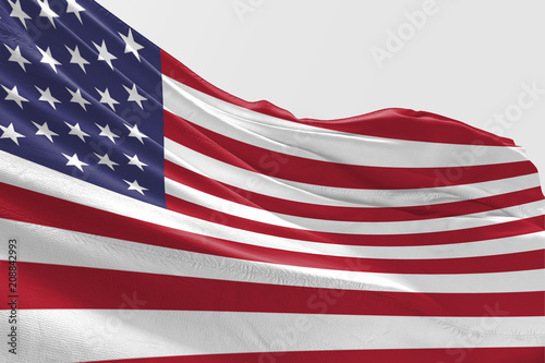 Isolated United State of America Flag waving 3d Realistic fabric photo