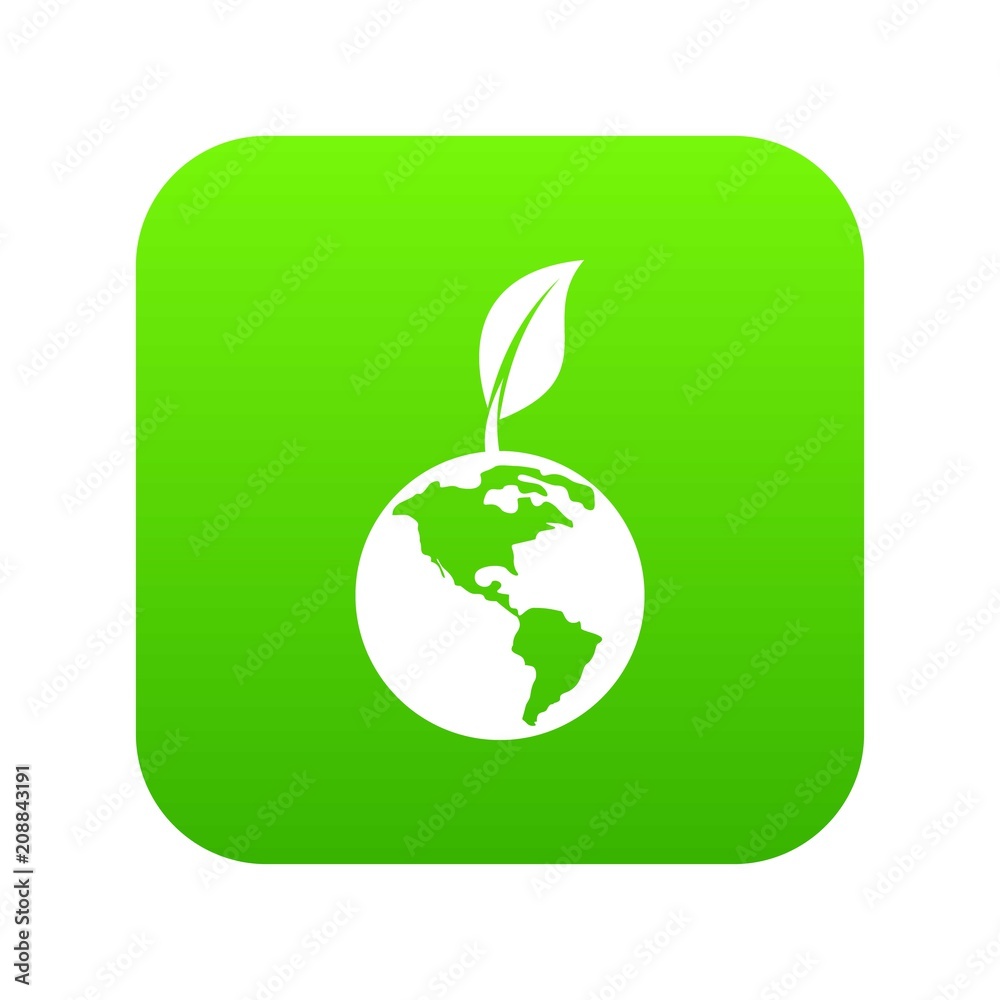 Green world qlobe with leaf in simple style isolated on white background vector illustration Green world qlobe with leaf in simple style isolated on white background vector illustration