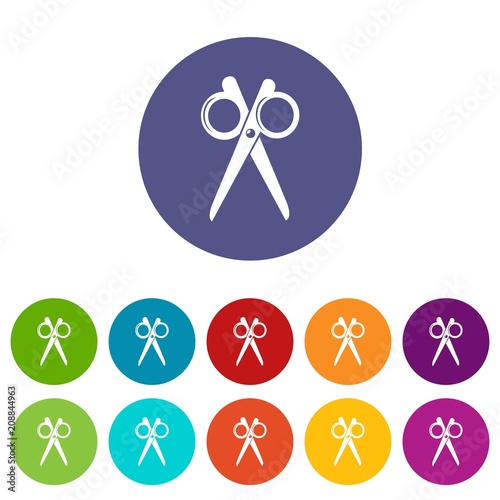 Scissors icons color set vector for any web design on white background