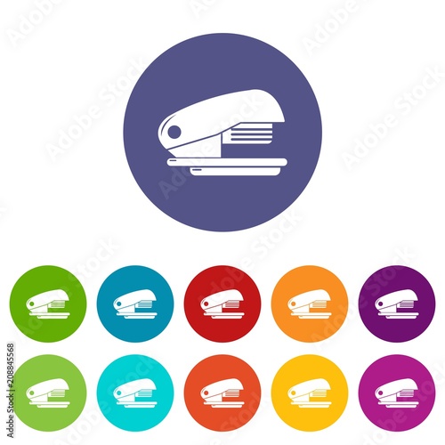 Stapler icons color set vector for any web design on white background