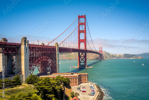 Golden gate bridge vivid day landscape, San Francisco, USA